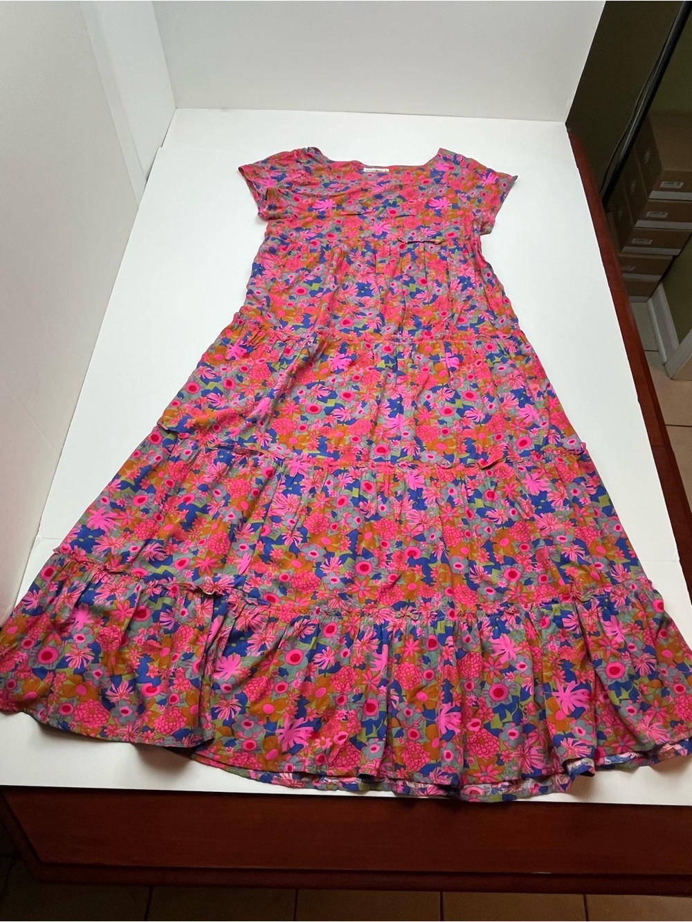 Natural Life Womens Small Berkley Maxi Dress Rust Orchid Pink Tiered Sun Dress - Picture 2 of 9